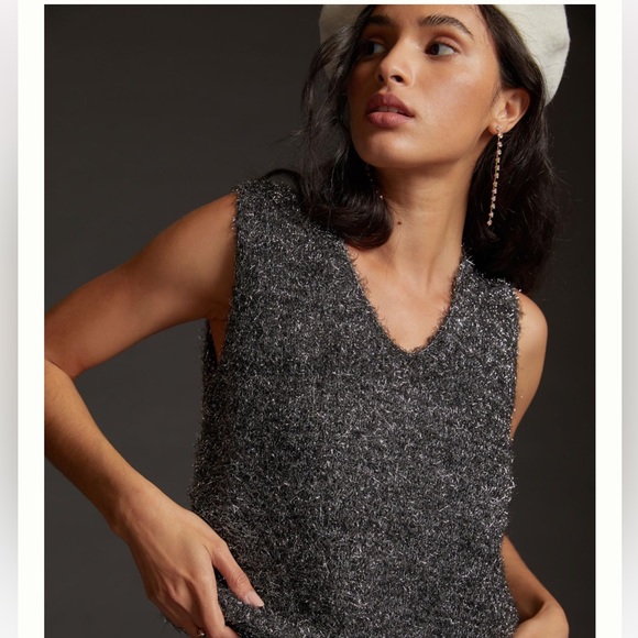Anthropologie tinsel shimmer sleeveless sweater vest - Picture 6 of 7